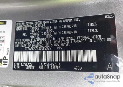 2025 Lexus Nx 350 из США, поврежденный, VIN 2T2AGCEZ5SC083325